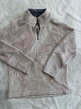 Trinity Plush Sherpa Jacket - Light Beige with Charcoal Trim